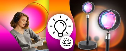 Lampa zachód słońca lampka sunset lamp projektor wschód - imitujaca słońce RTO