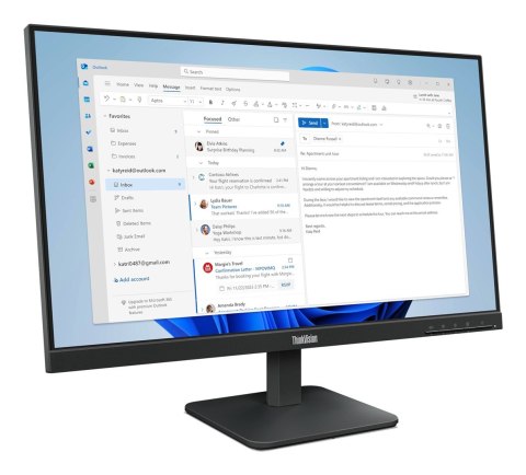 Lenovo ThinkVision S24-4e monitor komputerowy 60,5 cm (23.8") 1920 x 1080 px Full HD LED Czarny Lenovo