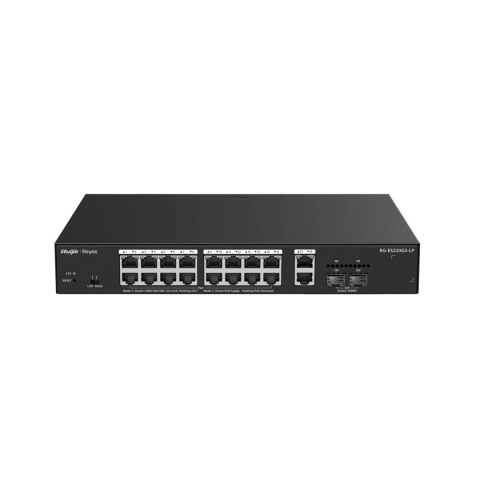 Ruijie Networks RG-ES220GS-LP przełącznik sieciowy Zarządzany L2 Gigabit Ethernet (10/100/1000) Obsługa PoE Desktop Czarny Ruijie