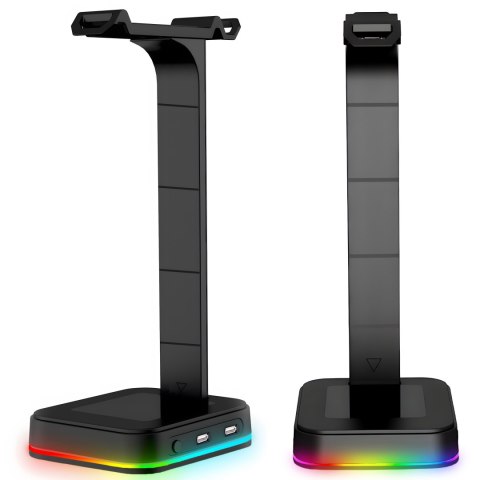 Stojak uchwyt na słuchawki oświetlenie rgb hub usb RTO