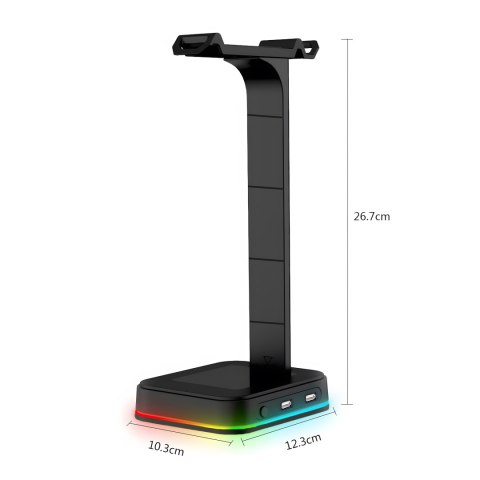 Stojak uchwyt na słuchawki oświetlenie rgb hub usb RTO