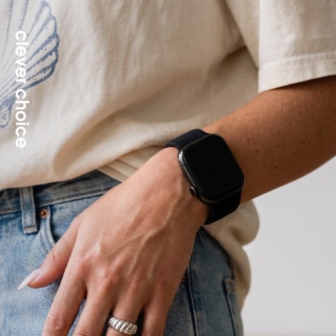 Crong Wave Band - Pleciony pasek do Apple Watch 44/45/46/49 mm (czarny) Crong