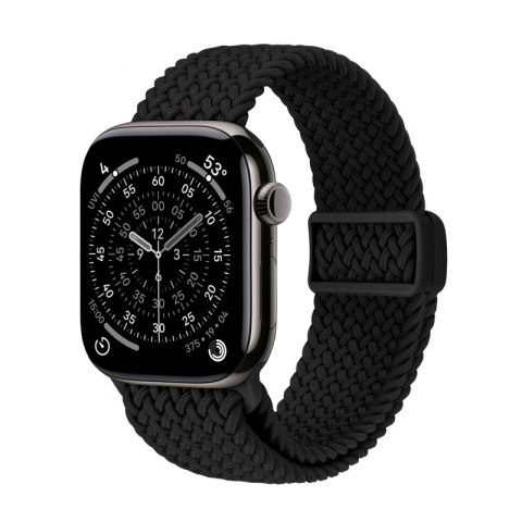 Crong Wave Band - Pleciony pasek do Apple Watch 44/45/46/49 mm (czarny) Crong