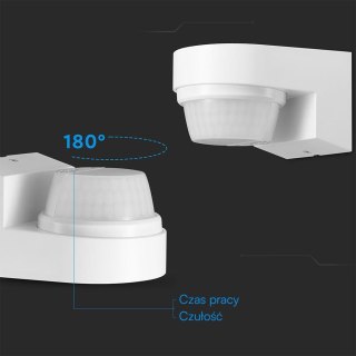 Czujnik ruchu podczerwień ścienny biały 240st 1000W LED IP65 V-TAC VT-81008 5 lat gwarancji