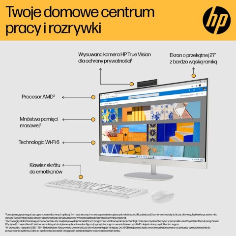 HP 27-cr0222nw AIO Ryzen 7 7730U 27.0"FHD IPS AG 300nits 16GB DDR4 SSD512 Radeon 680M LAN Win11 2Y Shell White Hewlett-Packard
