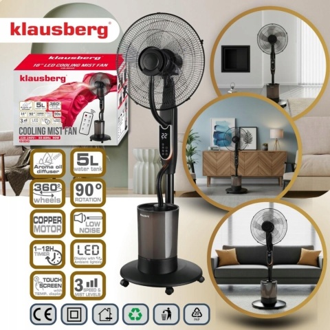 Podlahový ventilátor KLAUSBERG KB-9043 s funkcí mlhy