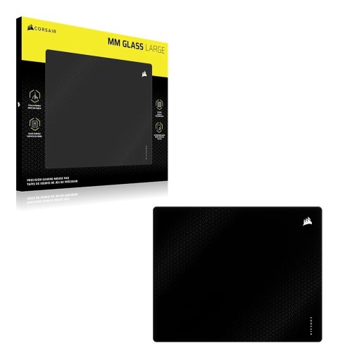 Corsair MM Glass Mauspad, matte Glasoberfläche, rutschfeste Basis - schwarz, 40cm x 50cm Corsair