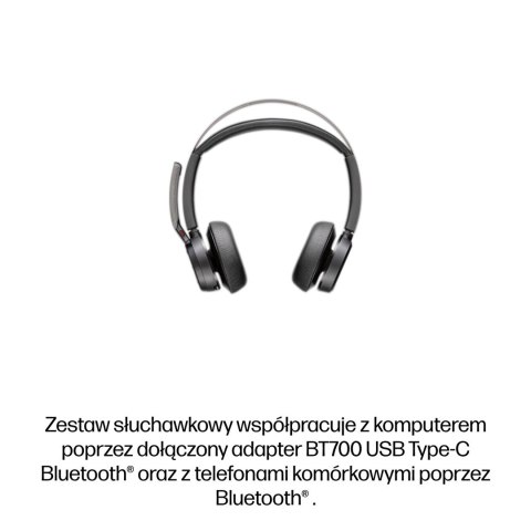 Słuchawki Poly Voyager Focus 2-M USB-C-C Headset USB-C/A Adapter Charging Stand No localization Retail Packaging POLY