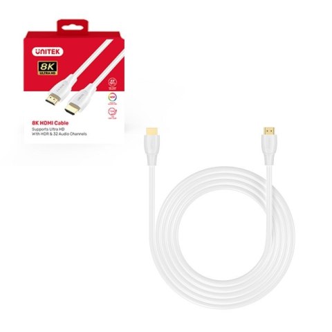 UNITEK KABEL HDMI 2.1 8K HDR BIAŁY 2M UNITEK