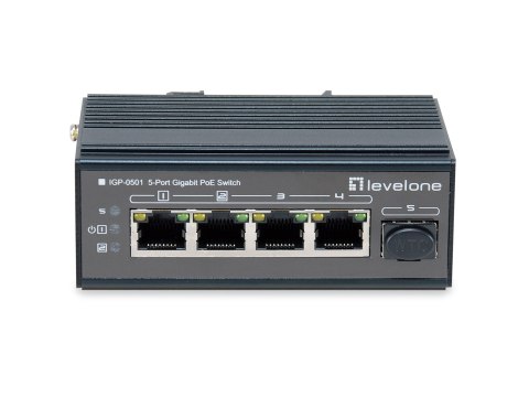 5-portowy gigabitowy przełącznik przemysłowy LevelOne - Szyna DIN - -30°C do 65°C - Gigabit Ethernet (10/100/1000) - Pełny duple No name