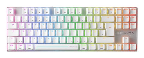 CHERRY MX 8.2 Pro TMR Wireless klawiatura Gaming USB + RF Wireless + Bluetooth QWERTZ Niemiecki Srebrny, Biały Cherry
