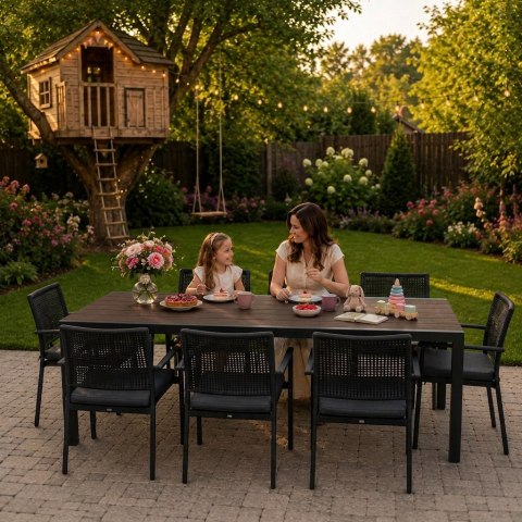 Duży stół ogrodowy 8-osobowy 180x90 cm na taras ogród brązowy blat MultiGarden MultiGarden