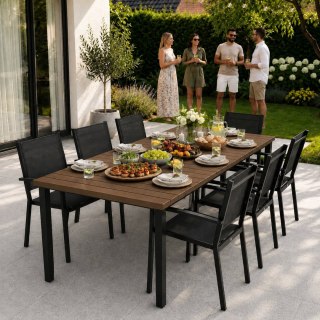 Duży stół ogrodowy 8-osobowy 180x90 cm na taras ogród brązowy blat MultiGarden MultiGarden
