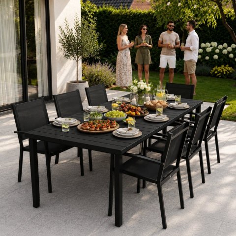 Duży stół ogrodowy 8-osobowy 180x90 cm na taras ogród czarny MultiGarden MultiGarden