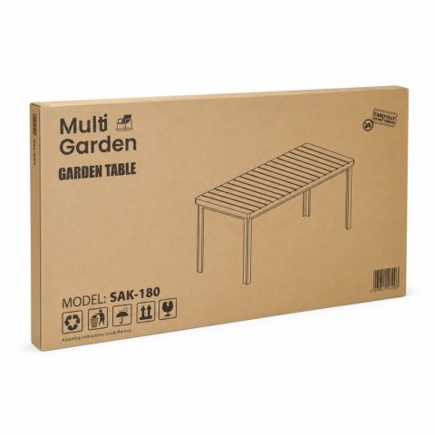 Duży stół ogrodowy 8-osobowy 180x90 cm na taras ogród czarny MultiGarden MultiGarden