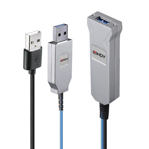 Lindy 43345 kabel USB USB 3.2 Gen 1 (3.1 Gen 1) 30 m USB A 2 x USB A Niebieski, Srebrny LINDY