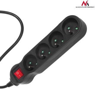 Listwa zasilająca Maclean, przedłużacz 4 gniazda, z wyłącznikiem, czarny, 2300W, 1,4m, MCE180 Maclean