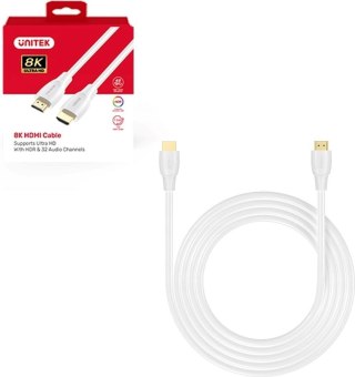 UNITEK KABEL HDMI 2.1 8K HDR BIAŁY 0,5M UNITEK