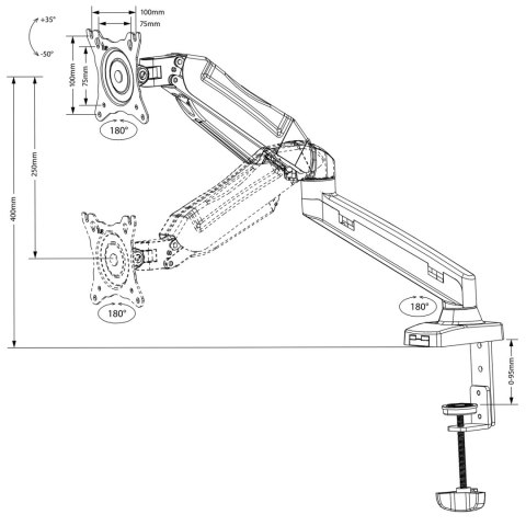 Uchwyt / wieszak do monitora Maclean, sprężyna gazowa, 13"-27", 8 kg, czarny, MC-860 Maclean