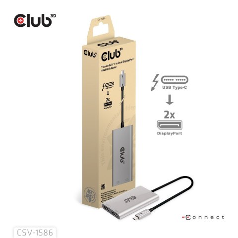 CLUB3D CSV-1586 huby i koncentratory Thunderbolt 3 40000 Mbit/s Srebrny Club 3D