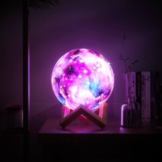 Lampka lampa nocna księżyc świecący 3d moon rgb pilot led light moonlight RTO