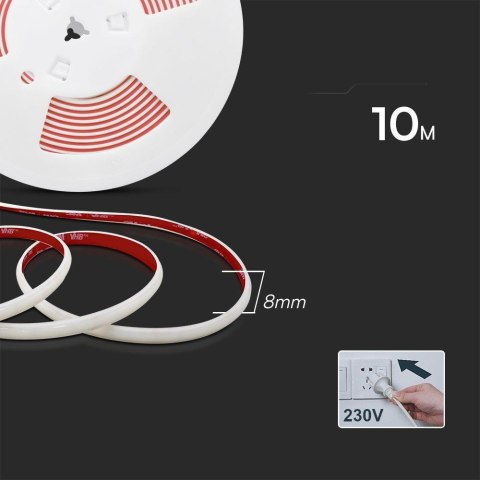 Taśma LED 230V V-TAC bezpunktowa COB 286LED/m 12,5W/m rolka 10mb VT-2025 286-10M 3000K 1100lm