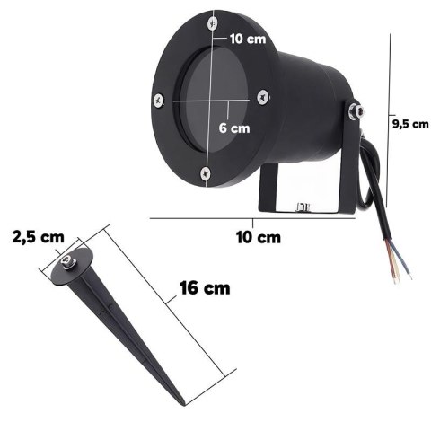 2x lampa ogrodowa led wbijana reflektor z przewodem do ogrodu metalowa ip65 RTO