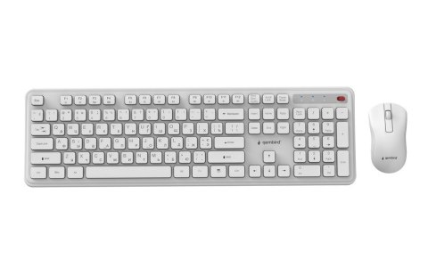 GEMBIRD BEZPRZEWODOWY ZESTAW KLAWIATURY + MYSZ SLIM PRO BUSINESS NA BIURKO,BIAŁY, UKŁAD RU GEMBIRD
