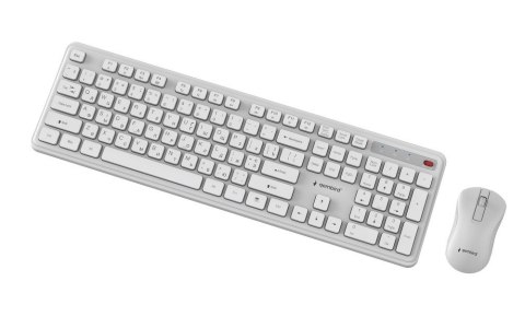 GEMBIRD BEZPRZEWODOWY ZESTAW KLAWIATURY + MYSZ SLIM PRO BUSINESS NA BIURKO,BIAŁY, UKŁAD RU GEMBIRD