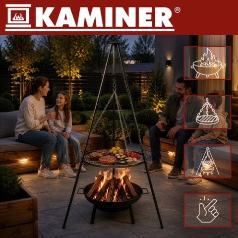 Grill ogrodowy trójnóg 167x58cm Kaminer KAMINER