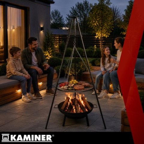 Grill ogrodowy trójnóg 167x58cm Kaminer KAMINER