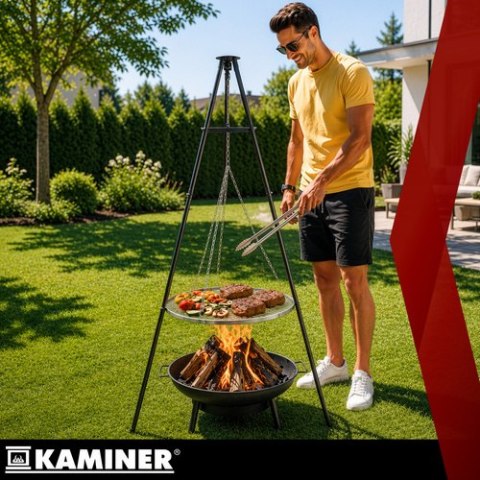 Grill ogrodowy trójnóg 167x58cm Kaminer KAMINER