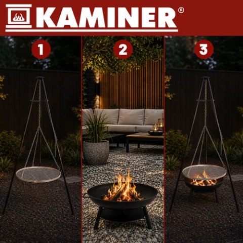 Grill ogrodowy trójnóg 167x58cm Kaminer KAMINER