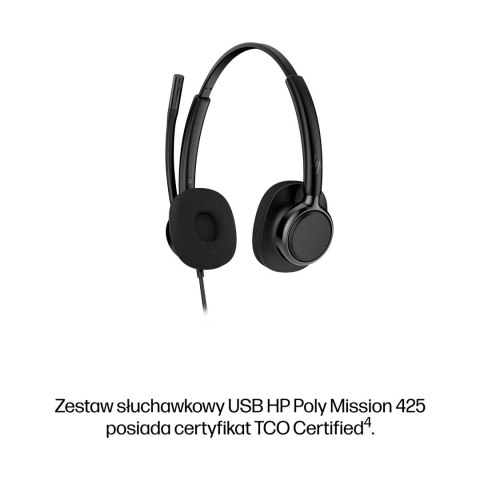 HP Poly Mission 425 Classic - przewodowy zestaw słuchawkowy USB stereo (opakowanie zbiorcze) POLY