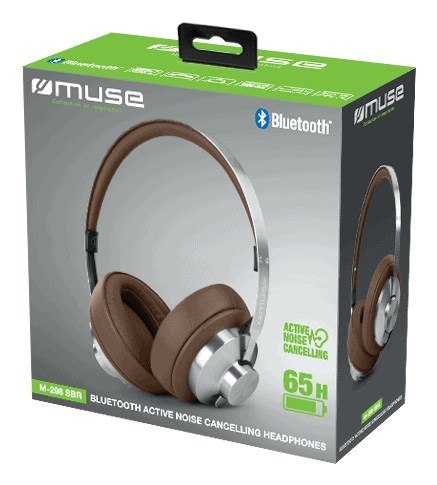 Muse M-298 SBR słuchawki/zestaw słuchawkowy Przewodowy i Bezprzewodowy Opaska na głowę Połączenia/muzyka Bluetooth Brązowy, Sreb Muse