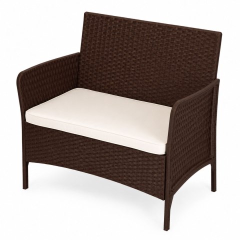 Sofa ogrodowa dwuosobowa z poduszką ławka na balkon taras ogród brązowa MultiGarden MultiGarden