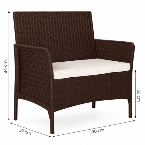 Sofa ogrodowa dwuosobowa z poduszką ławka na balkon taras ogród brązowa MultiGarden MultiGarden