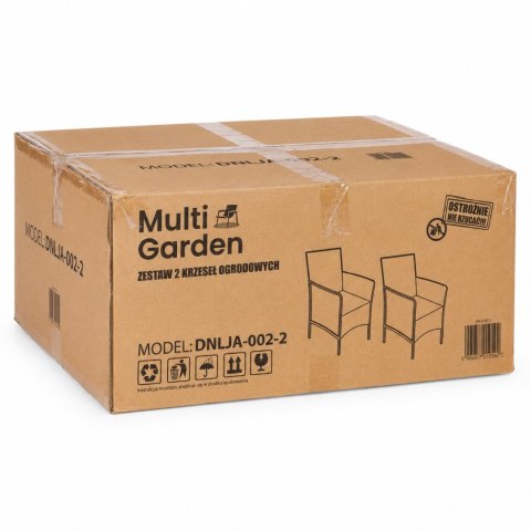 Zestaw 2x fotel ogrodowy z poduszką komplet krzeseł na balkon taras ogród brązowy MultiGarden MultiGarden