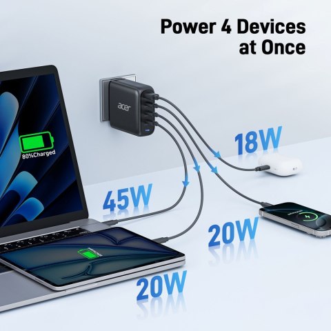 Acer 100W PD GaN Charger, 3 x USB C and 1 x USB A Acer