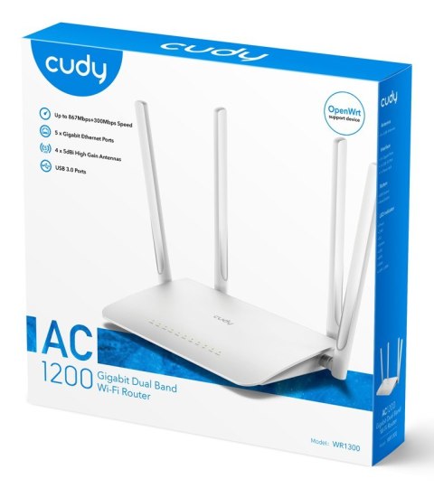 Cudy WR1300 router bezprzewodowy Gigabit Ethernet Dual-band (2.4 GHz/5 GHz) Biały CUDY