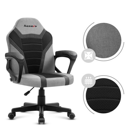 Fotel gamingowy dla dziecka Huzaro HZ-Ranger 1.0 Grey Mesh, szaro-czarny Huzaro