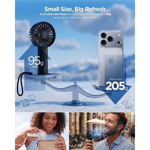 Spigen A905 Mini - Bezprzewodowy wentylator / wiatraczek turystyczny 1800 mAh (Black) Spigen