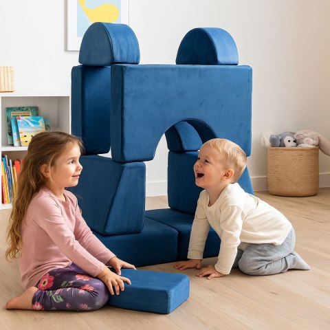 Fotel modułowy dla dzieci DIY 8 miękkich poduch składany - niebieski ECOTOYS ECOTOYS
