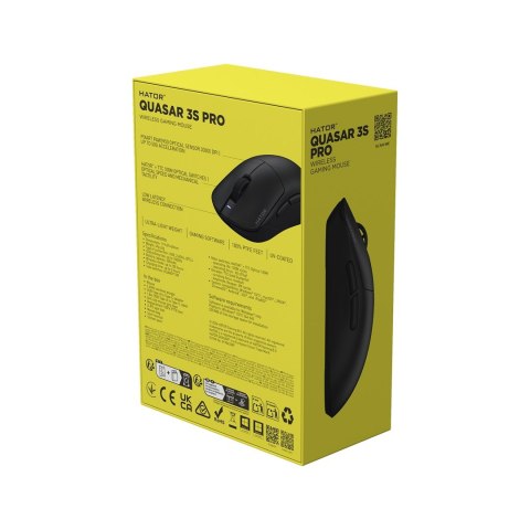 HATOR Quasar 3S Pro Wireless myszka Gaming Po prawej stronie RF Wireless + Bluetooth + USB Type-C Optyczny 30000 DPI No name