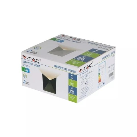 Kinkiet ścienny V-TAC 5W LED czarny IP65 VT-825 4000K 550lm