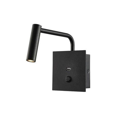 Oprawa LED V-TAC 3W kinkiet hotel łóżko USB włącznik czarny COB CREE VT-2943 3000K 150lm 3 lata gwarancji