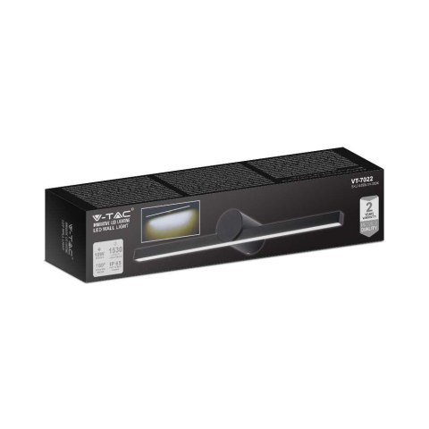 Oprawa kinkiet ścienny V-TAC 10W LED czarny IP65 lustro obraz łazienka VT-7022-B 3000K 1530lm