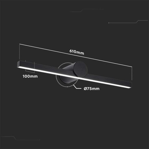 Oprawa kinkiet ścienny V-TAC 10W LED czarny IP65 lustro obraz łazienka VT-7022-B 3000K 1530lm