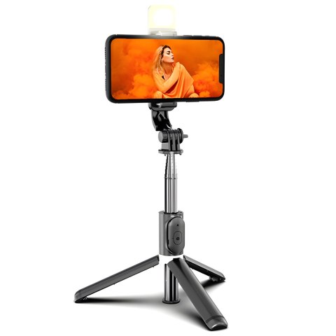 Selfie stick statyw kijek do telefonu z pilotem + lampa led bluetooth tripod - er994 RTO