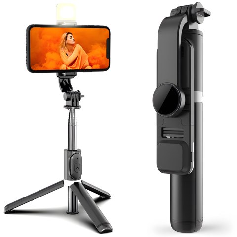Selfie stick statyw kijek do telefonu z pilotem + lampa led bluetooth tripod - er994 RTO
